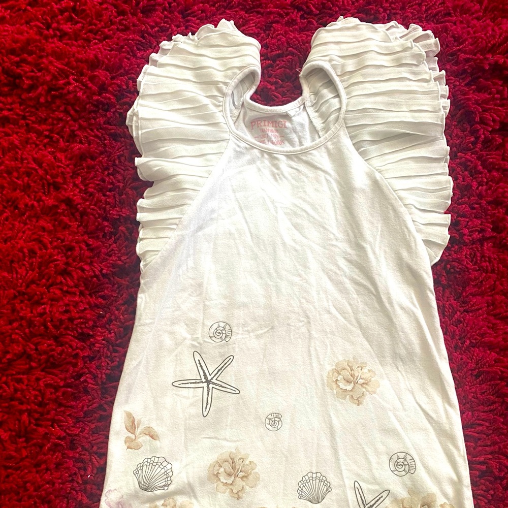 Girls beautiful cotton white mini dress Size 6
